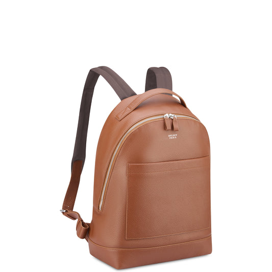 LE CUIR GRAINE Leather Backpack, Cognac - Delsey Paris