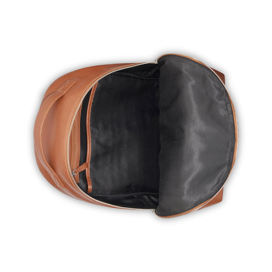 LE CUIR GRAINE Leather Backpack, Cognac - Delsey Paris