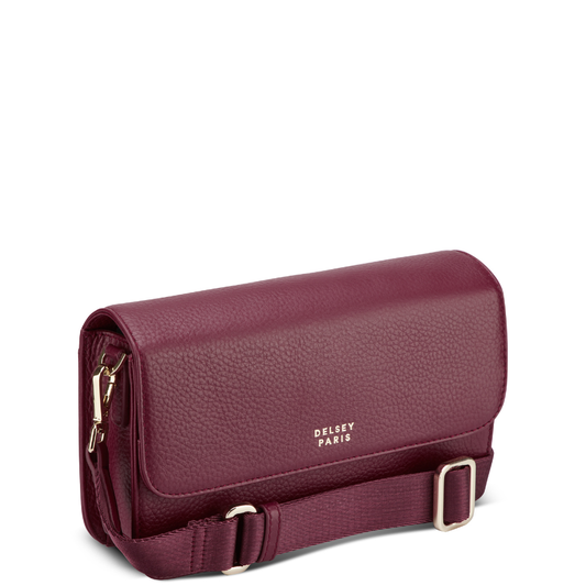 LE CUIR GRAINE Leather Crossbody Bag, Burgundy - Delsey Paris