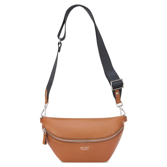 LE CUIR LISSE Leather Belt Bag, Cognac - Delsey Paris