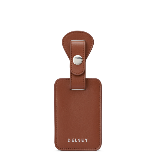 LE CUIR LISSE Leather Luggage Tag, Cognac - Delsey Paris