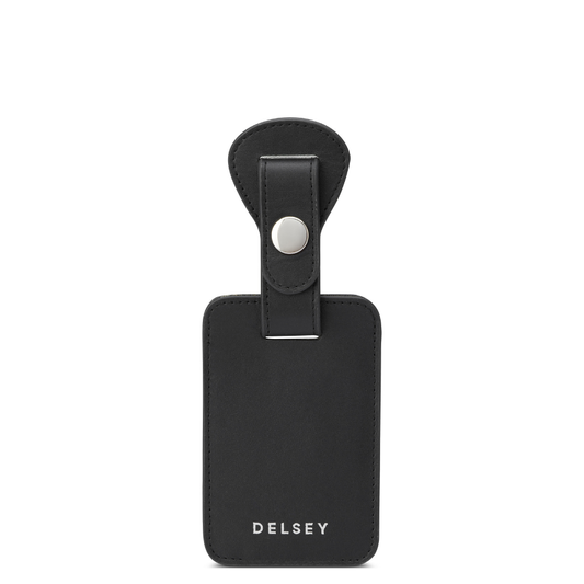 LE CUIR LISSE Leather Luggage Tag, Black - Delsey Paris