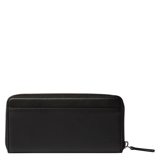 LE CUIR LISSE Long Zip Leather Wallet, Black - Delsey Paris