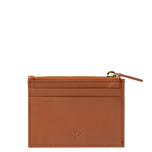 LE CUIR LISSE Leather Coin Purse, Cognac - Delsey Paris