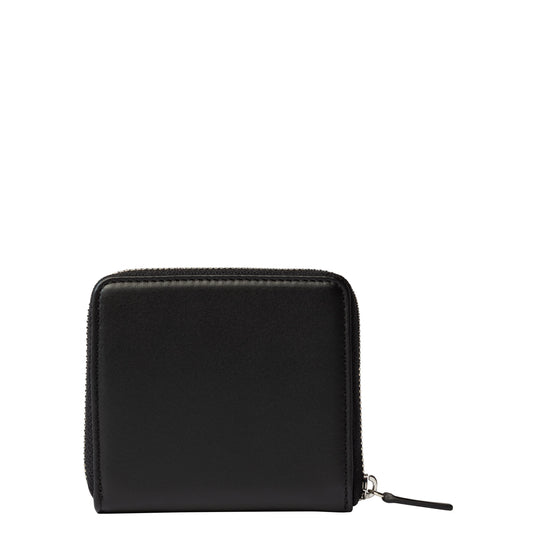 LE CUIR LISSE Zippered Leather Wallet, Black - Delsey Paris